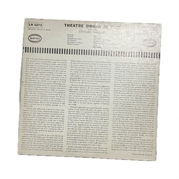 Theatre Organ in Hi-Fi Vinyl Record - Picture 2 of 2